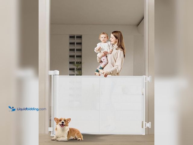 Lot 49-1631211 - Miumoon 50 inch Retractable Baby Gates 34 inch Tall, Retractable Gate with Reinforced Strip Design t...