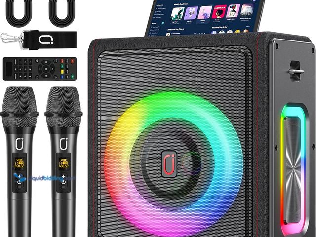 Lot 49-3511049 - Karaoke Machine, Portable Bluetooth 5.3 Speaker with 2 Wireless Microphones for Adults, PA System wi...