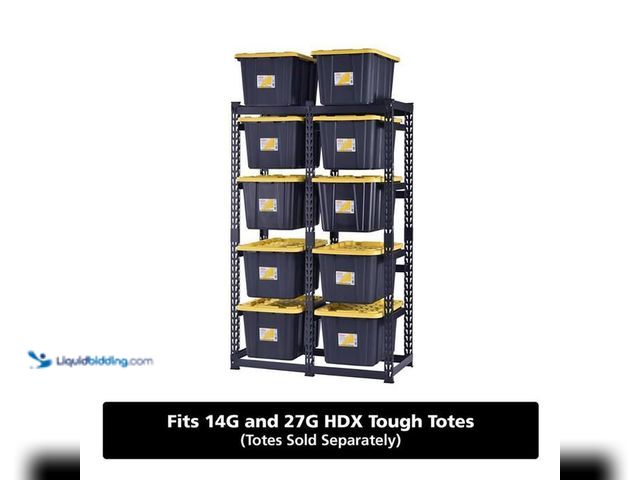 Lot 49-2024970 - Husky 10-Tote Metal Storage Rack for HDX 14 and 27 Gal. Totes (50 in. W x 78 in. H x 24 in. D). Mode...