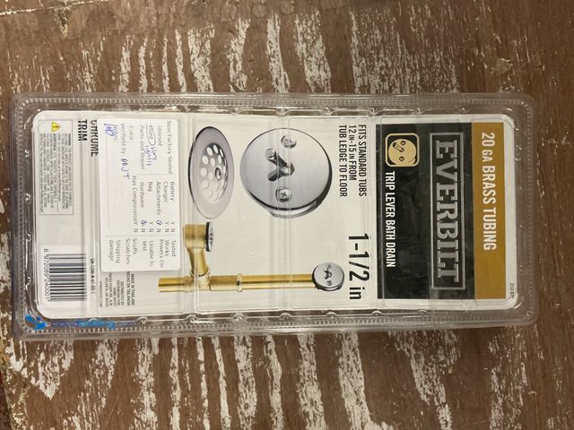 Lot 49-3565651 - Everbilt Trip Lever 1-1/2 in. 20-Gauge Brass Pipe Bath Waste and Overflow Drain in Chrome. Model # S...
