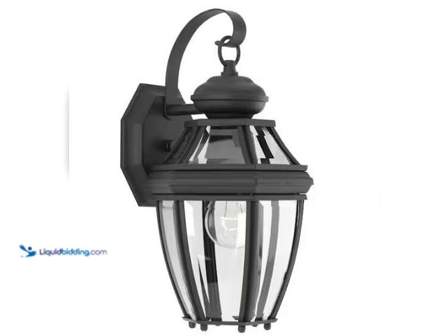 Lot 49-1518224 - Progress Lighting New Haven Collection 1-Light Textured Black Clear Beveled Glass New Traditional Ou...