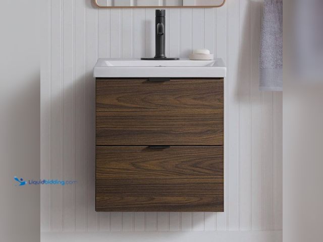 Lot 49-3537920 - Glacier Bay
Ardwick 20 in. Single Sink Mocha Walnut Bath Vanity with White Ceramic Top (Assembled) ...