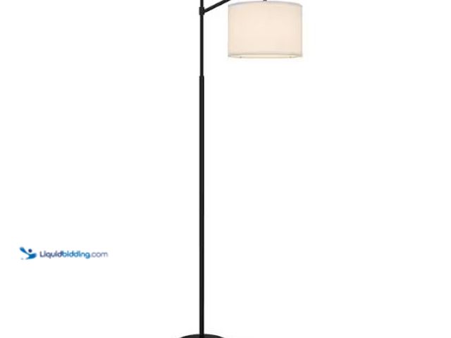 Lot 49-1630686 - DSI Lighting Gideon 69 in. Matte Black 1-Light Standard Floor Lamp with White Fabric Drum Shade and ...