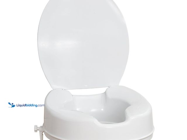 Lot 49-1523981 - Drive Medical 770-626 AquaSense Raised Toilet Seat with Lid, Standard Seat, White, Model# B001ULD1BS...