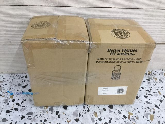 Lot 49-5416496 - Lot of 2. Better Homes and Garden Solar Lantern 9 Inch. Black. Unused