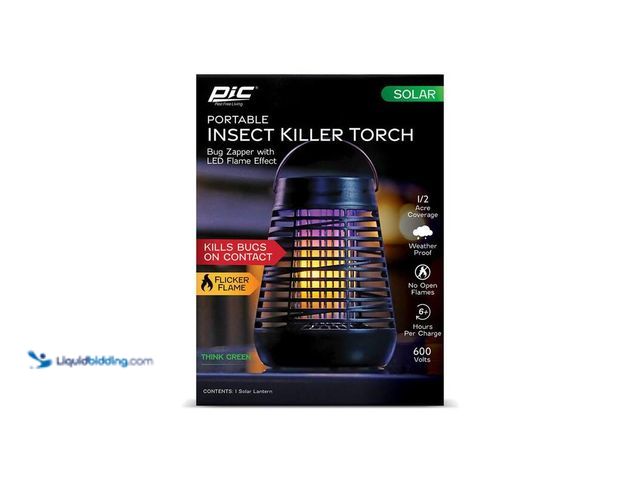 Lot 49-5414357 - Pic Portable Solar Insect Killer Torch with LED Flame Effect, Used.