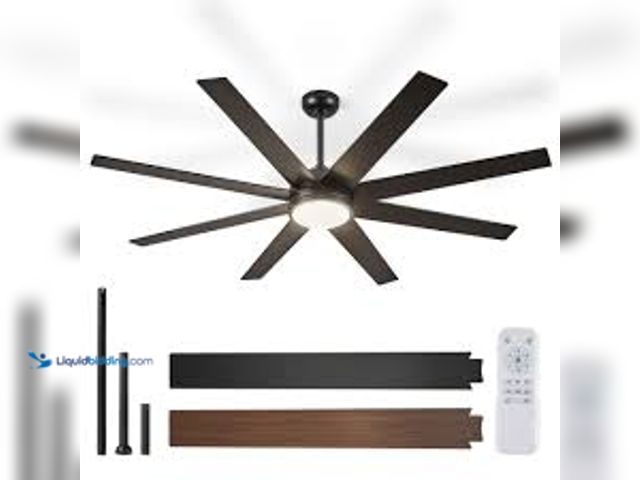 Lot 49-5476788 - HINNIXY 72 in. Indoor/Outdoor Matte Black 3-Colors LED 6-Speeds Ceiling Fan with Dual-Finish Blades ...