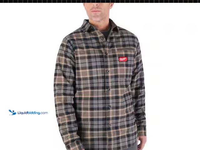 Lot 49-1572104 - Milwaukee Men's Medium Gray GRIDIRON Flannel Shirt Model # M551G-M, Unused  Ref#SB0120