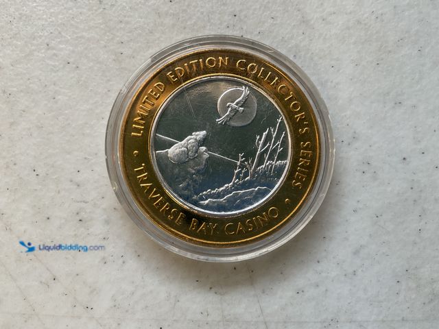 Lot 49-1830008 - RARE .999 FINE SILVER TEN DOLLAR GAMING TOKEN FROM PESHAWBESTOWN MI TRAVERSE BAY CASINO COLLECTORS E...