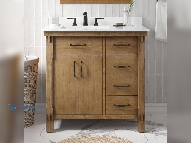 Lot 49-5477748 - Home Decorators Collection
Bellington 36 in. Single Sink Almond Toffee Bath Vanity with White Engin...