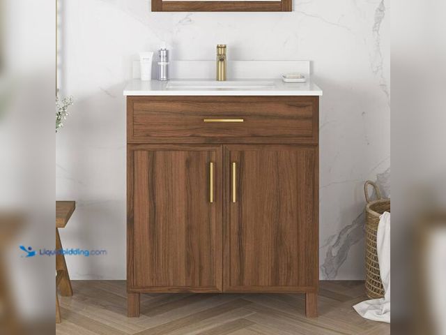 Lot 49-5452334 - Home Decorators Collection
Bilston 30 in. Single Sink Spiced Walnut Bath Vanity with White Engineer...