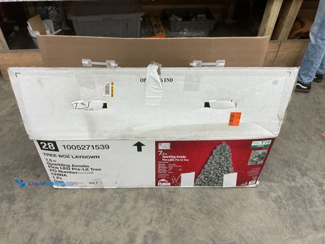 Lot 49-5453651 - Home Accents 7.5ft. Sparkling Amelia Pine LED Pre-Lit Tree [Model: 1005271539] Lights do not work.