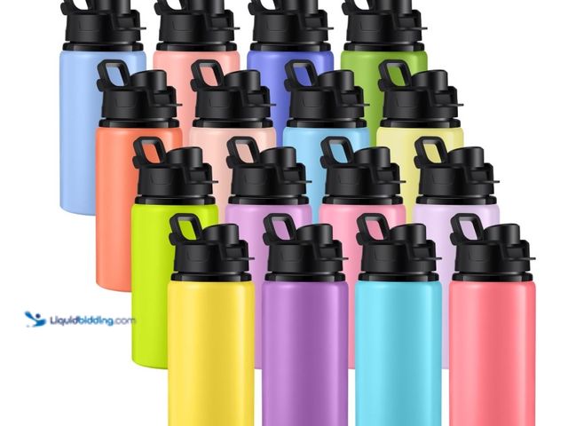 Lot 49-1516804 - Sunnyray 16 Pcs Aluminum Water Bottle Bulk Multicolor Reusable Sports Bottle with Snap Lids Multipac...