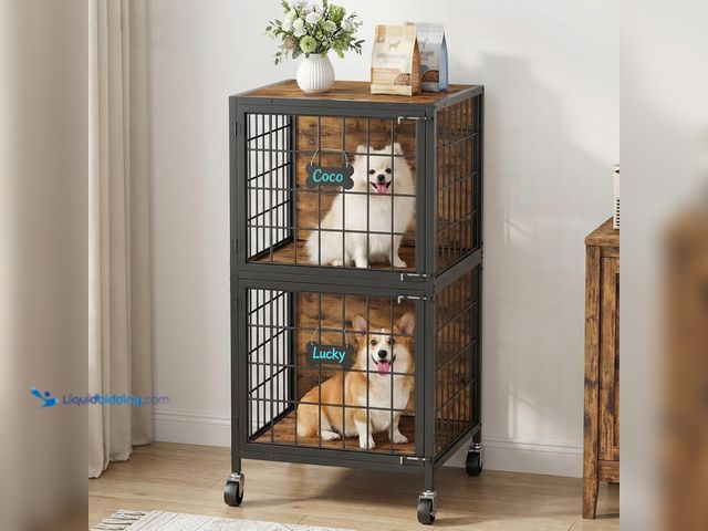 Lot 49-3563849 - MAHANCRIS Dog Crate Furniture for 2 Dogs, 48.8" Tall Double Dog Kennel Furniture for Small Medium Do...