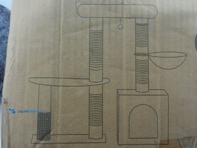 Lot 49-1557141 - Hoopet Cat Tree, Tower, Scratcher, Gray, Model # AMZ-C-MPJ008-DG, Slightly used, Missing some hardwa...