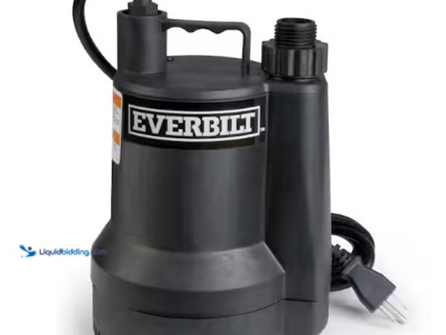 Lot 49-3618619 - Everbilt 1/6 HP Plastic Submersible Utility Pump, Model # SUP54-HD, Slightly used, Powers on.   Ref#...