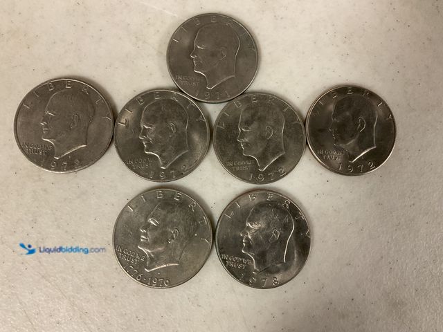 Lot 49-1810310 - LOT OF 7 “IKE” EISENHOWER LARGE ONE DOLLAR COINS INCLUDING 1971, 1972, 1976 AND 1978 #COINS1113