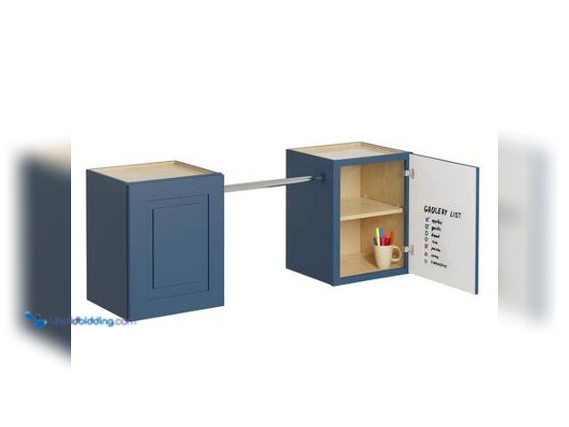 Lot 49-5548796 - MILL'S PRIDE Greenwich Valencia Blue 23 in. H x 58 in. W x 12 in. D Plywood Laundry Room Wall Cabine...