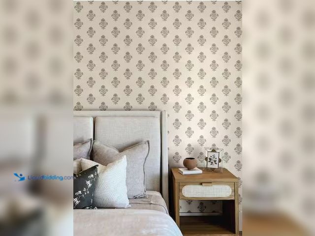 Lot 49-2003588 - Approx. (169) sq. ft. of Chesapeake Hollyhock Rust Red Floral Crest Wallpaper (Covers 56.4 sq.ft./3 ...