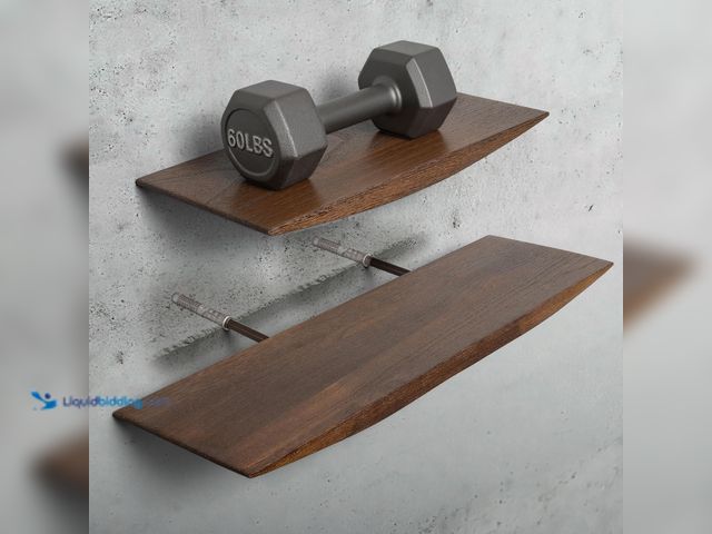 Lot 49-5554415 - Floating Shelves for Concrete Wall: Solid Wood Shelf 15.75 and 23.6 inch with Heavy Duty Hidden Brac...