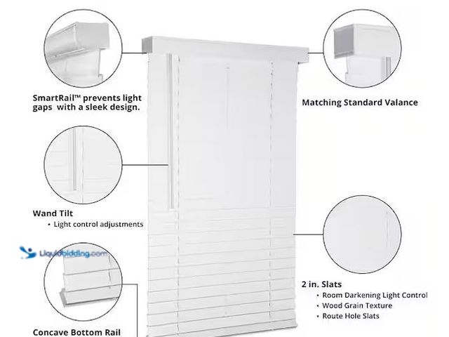 Lot 49-5490138 - Home Decorators Collection
White Cordless Faux Wood Blinds for Windows with 2 in. Slats - 63.75 in....