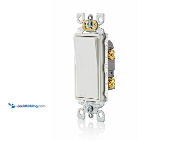 Lot 49-5449005 - Approx (50) Leviton 15 Amp 120/277 Volt Single Pole Antimicrobial Treated Decora Rocker Switch, Whit...