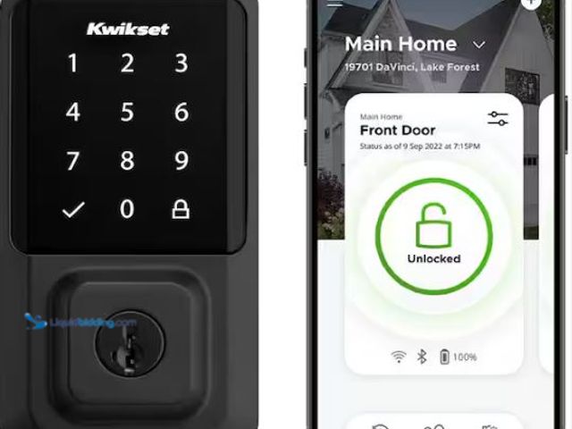 Lot 49-1577271 - Kwikset HALO Matte Black Touchscreen Wi-Fi Keypad Electronic Single-Cylinder Smart Lock Deadbolt fea...