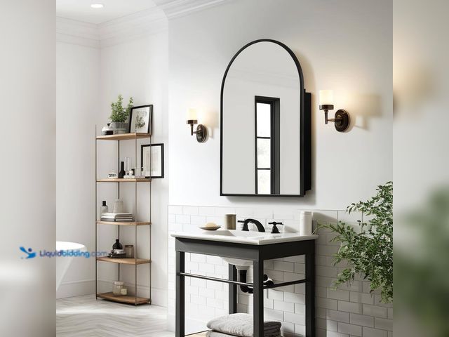 Lot 49-5552615 - Dovelina
24 in. W x 36 in. H Arched Black Recessed/Surface Mount Medicine Cabinet with Mirror. Mode...