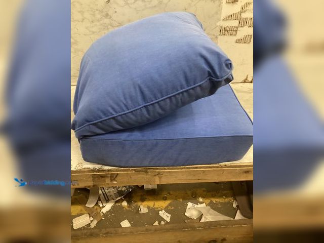 Lot 49-5555286 - Hampton Bay Blue Outdoor Cushions (Blue) Unused, Dusty
