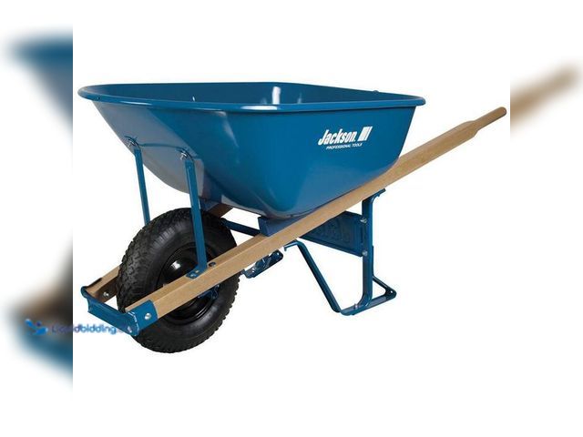 Lot 49-2024953 - Jackson 6 cu. ft. Heavy Duty Steel / Metal Powered Wheelbarrow with Hardwood Handles and Air Filled ...