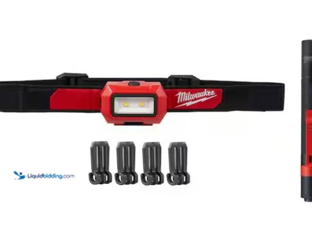 Lot 49-1550352 - Milwaukee 350 Lumens LED Headlamp and 100 Lumens Aluminum Pen Light with Clip, Model # 2103PEN, New....
