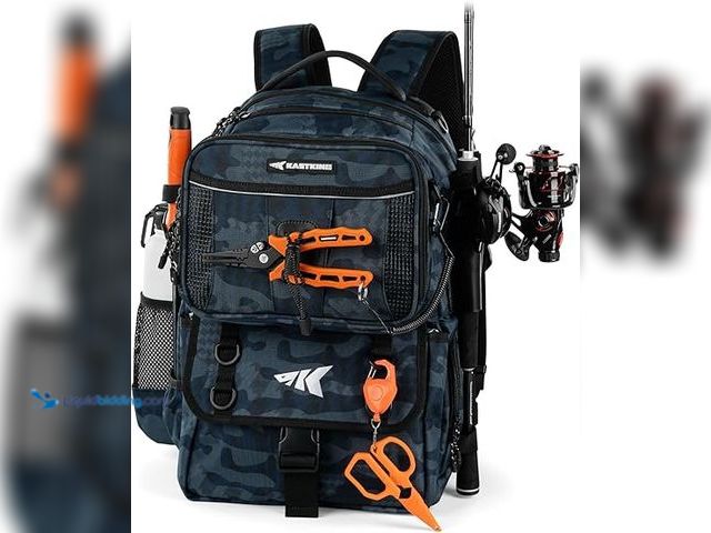 Lot 49-5415168 - KastKing BaitSpace 50L Fishing Tackle Backpack with Removable Bait Binder,2 Rod Holders Storage Fish...