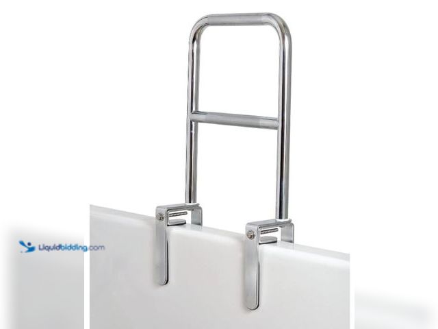 Lot 49-3432193 - Carex Tri-Grip Bathtub Rail with Chrome Finish - Bathtub Grab Bar Safety Bar For Seniors and Handica...