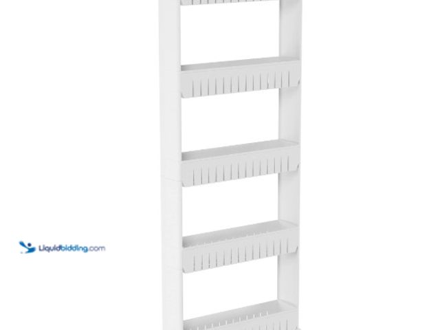 Lot 49-1555672 - Slim Rolling Storage Cart - 5-Tier Utility Cart with Wheels for Bathroom, Kitchen, and Laundry Room ...