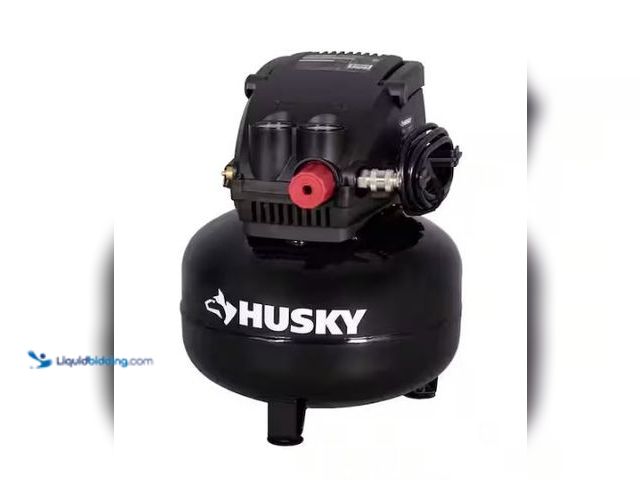 Lot 49-1544795 - Husky 3 Gal. 120 PSI Portable Electric Oil-Free Light Duty Pancake Air Compressor with Fold Down Han...