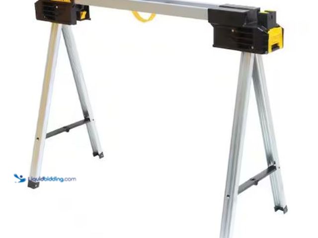 Lot 49-1625322 - DEWALT 32 in. H Metal Folding Sawhorse, Model # DWST11155, Slightly used, Shipping damage. (NOTE: On...