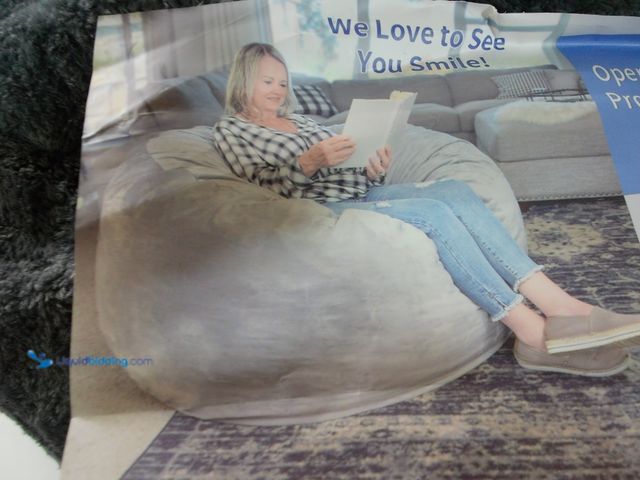 Lot 49-3482762 - Large Grey Beanbag Chair With Ultrasaoft Removable Cover, Unused  Ref#CRS0114