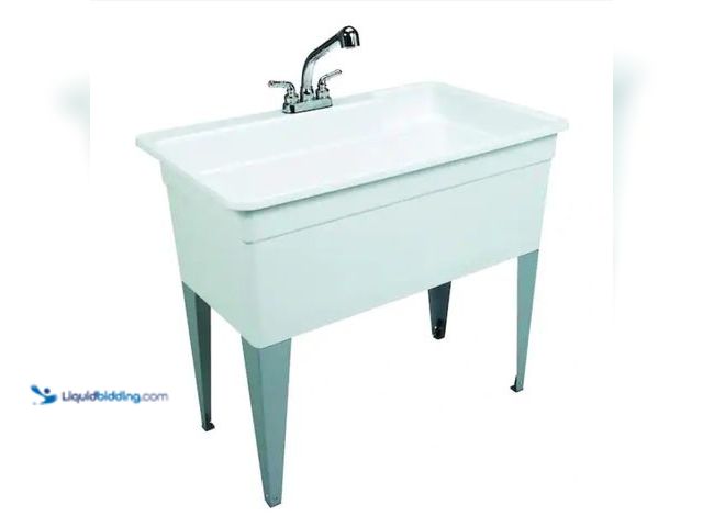 Lot 49-1550340 - BigTub Utilatub Combo 40 in. x 24 in. 33 in. Polypropylene Floor Mount Utility Tub with Pull-Out Fau...