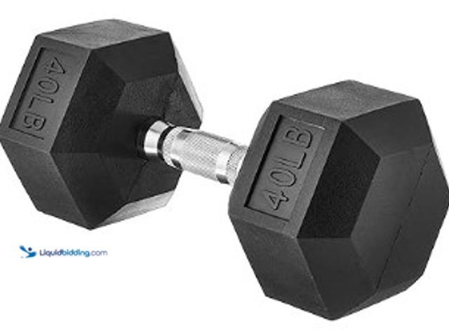 Lot 49-3631500 - 40-Lb Amazon Basics Rubber Hex Dumbbell Hand Weight, Model # B074DZFKH6, New.   Ref#PA0804