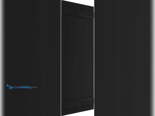 Lot 49-2006725 - Set of (2) Ekena Millwork 21 1/2"W x 41"H True Fit PVC Four Board Joined Board-n-Batten Shutters, Bl...