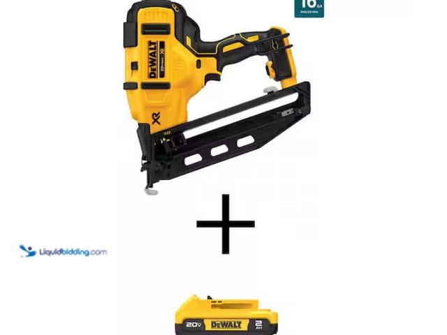 Lot 49-1622821 - DEWALT 20V MAX XR Lithium-Ion Cordless 16-Gauge Angled Finish Nailer with 20V MAX Compact Lithium-Io...
