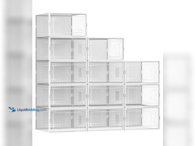 Lot 49-3473758 - Lot of (12) Secret Space 12 Pack X Large Shoe Organizer Storage Boxes for Closet, Modular Space Savi...