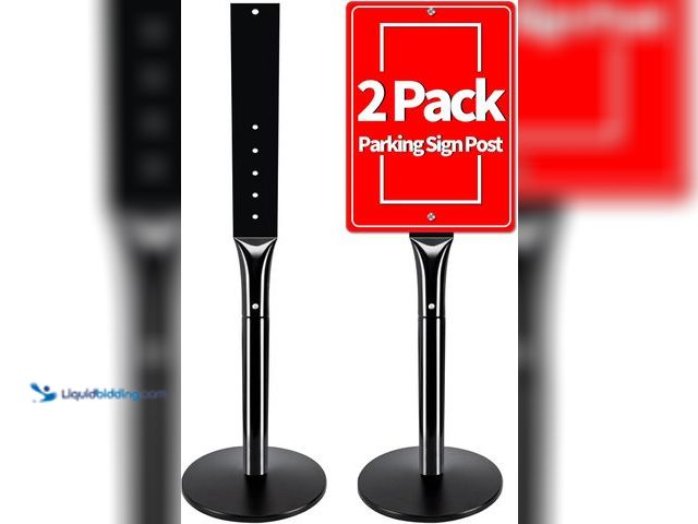 Lot 49-3563876 - 2Pack Heavy Duty Cast Iron Sign Stand - 48" Outdoor Portable Pedestal Post - Display Road Sign, Cons...