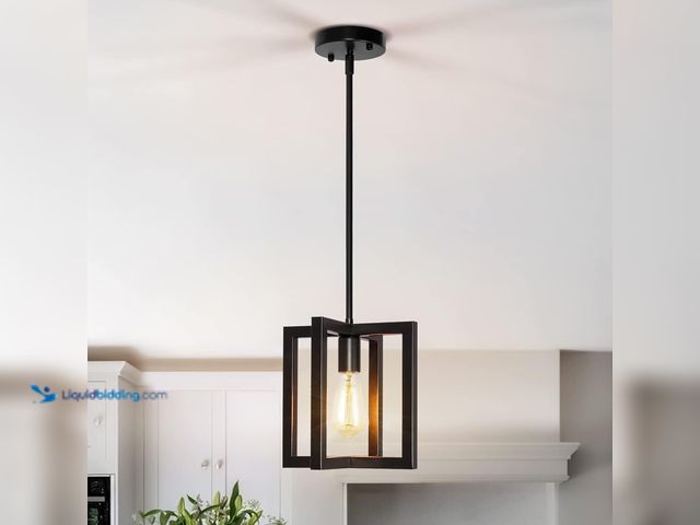 Lot 49-5553083 - Modern Pendant Lighting for Kitchen Island 1-Light Farmhouse Black Light Fixtures Hanging Adjustable...