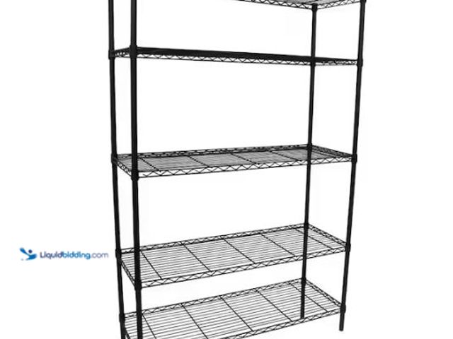 Lot 49-1624454 - HDX 5-Tier Steel Wire Shelving Unit in Black (36 in. W x 72 in. H x 16 in. D) Model # 21656PS-1, Unu...