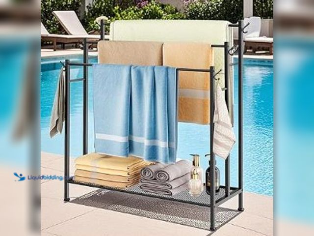 Lot 49-1513921 - Towel Rack Standing Towel Rack-Bath Sheets Rack 3 Tier Towel Stand Blanket Rack with Large Storage &...