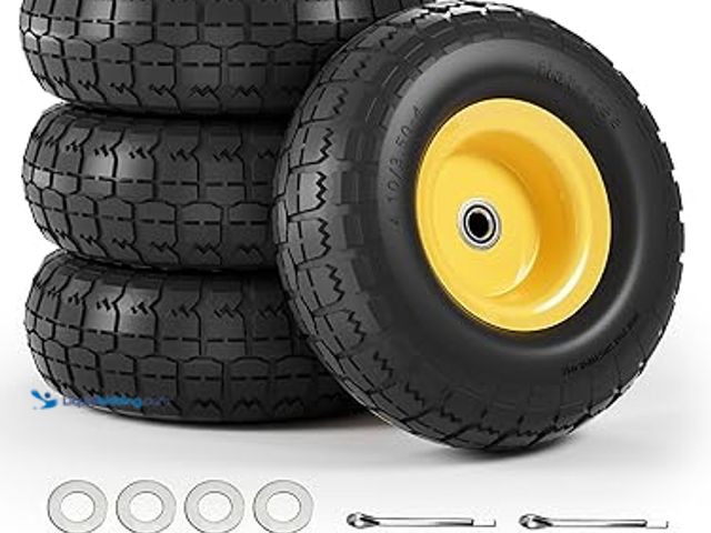 Lot 49-5448208 - 4.10/3.50-4 Tire and Wheel Flat Free, 10" Air Less Tires Wheels with 5/8" Center Bearings, 4.10/3.50...