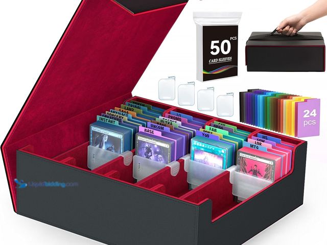 Lot 49-5410271 - 4-Row【3200+】 Trading Card Storage Box, Card Organizer Holder with 50 Sleeves & 24 Dividers, Case Fit...