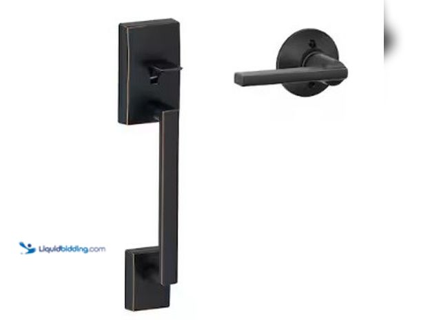 Lot 49-2025095 - Schlage Century Aged Bronze Door Handleset Grip with Latitude Door Handle and Century Trim, Model # ...