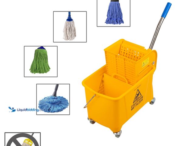 Lot 49-5552519 - Mind Reader Mop Bucket with Wringer (Mop Not Included), 5.5 Gallon Cleaning Bucket with Wheels and H...